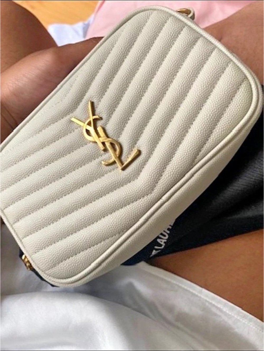 Saint Laurent Lou Camera Bag in Matelassé Leather Crossbody Cream